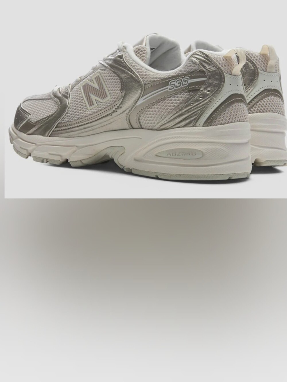 New Balance 530 White Gold Metallic Accent Sneakers